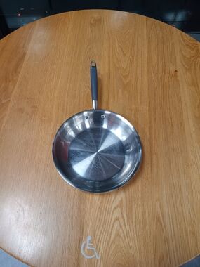 Stainless Steel Frying Pan with Black Handle - Versatile Cookware